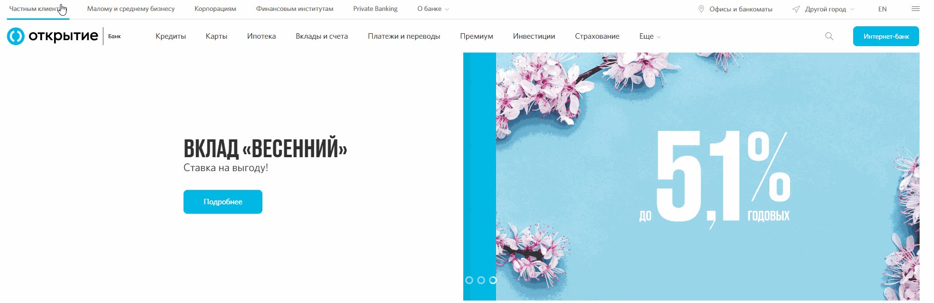 Вход в интернет-банкинг Открытие