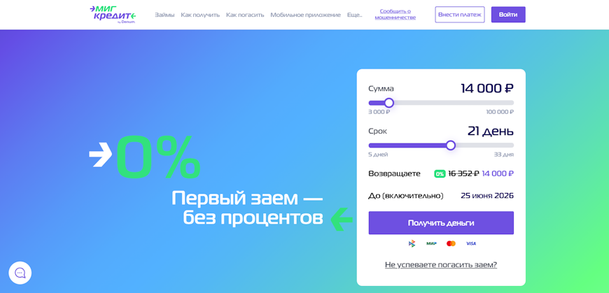 Главная страница МФО