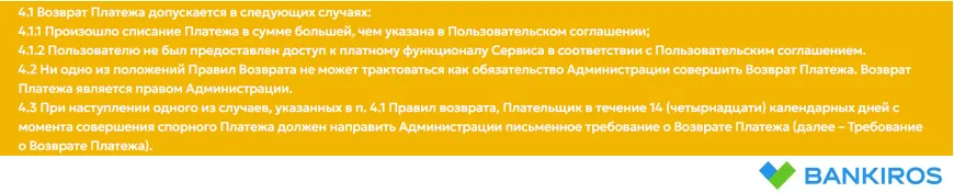 Правила отмены и возврата платежей