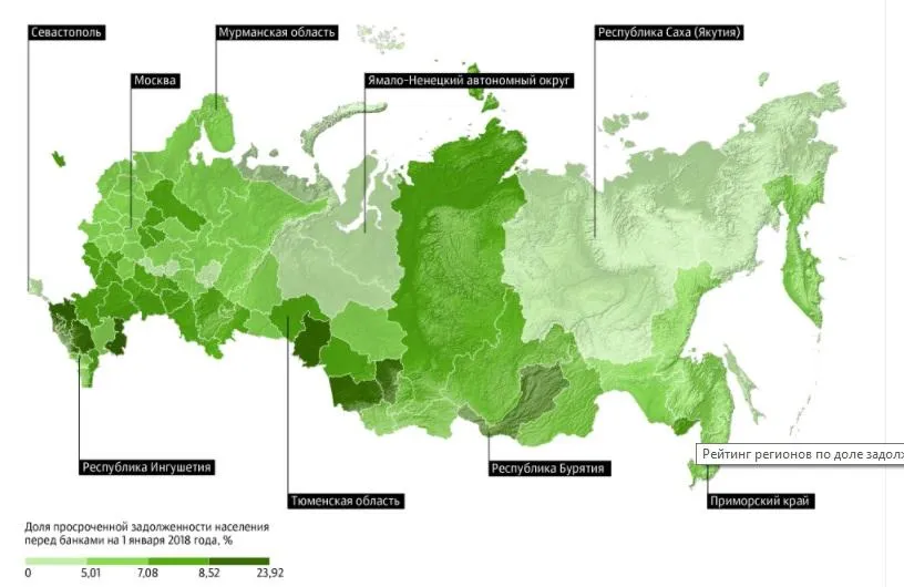 «РИА Рейтинг»: больше остальных по кредитам должен Кавказ, в Крыму платят исправно