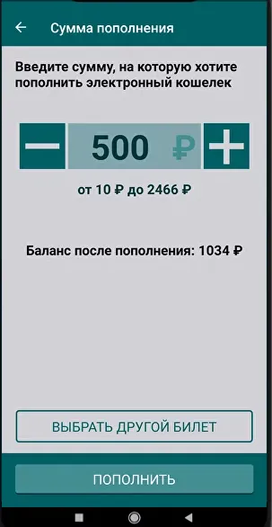 Указание суммы для пополнения карты москвича