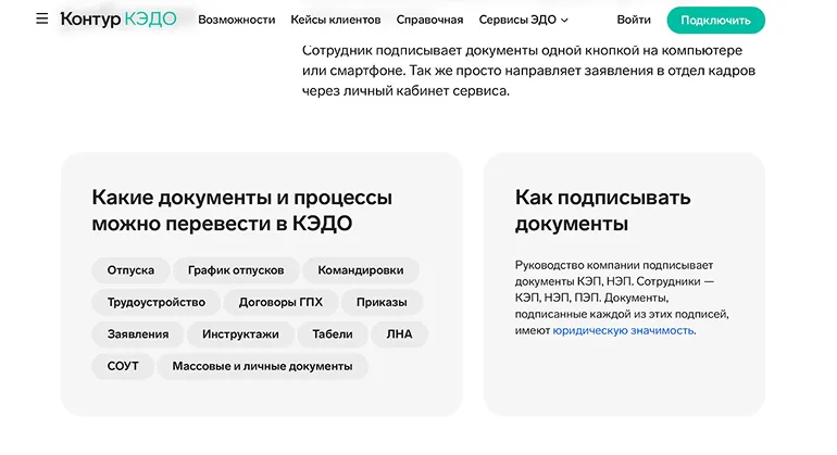 Система кадрового электронного документооборота Контур.КЭДО