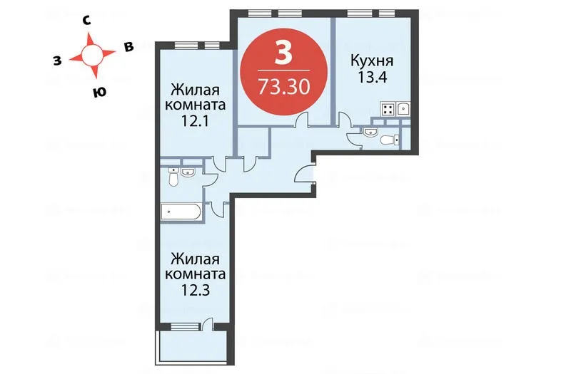 Купить трехкомнатную квартиру в ЖК «Ирландский квартал»