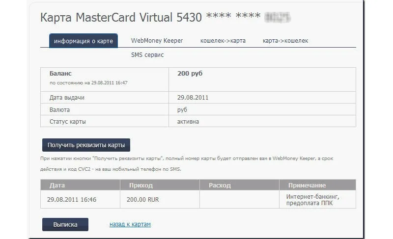 Карта MasterCard Virtual Виртуальная карта Mastercard-2