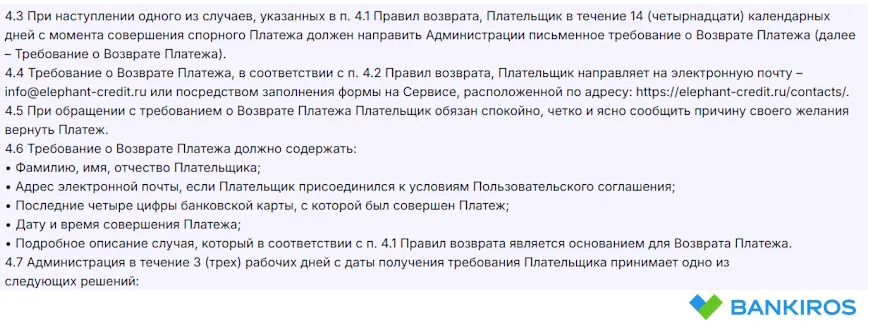 Правила отмены и возврата платежей