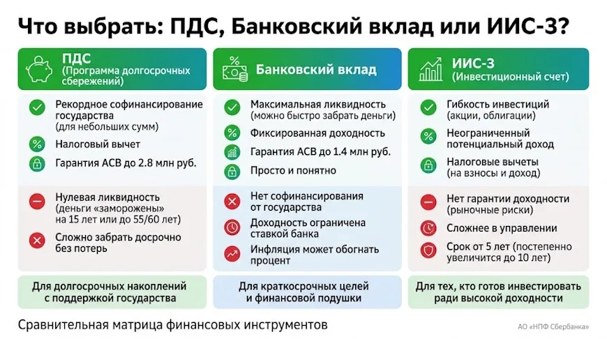 Сравнение ПДС со вкладом и ИИС-3