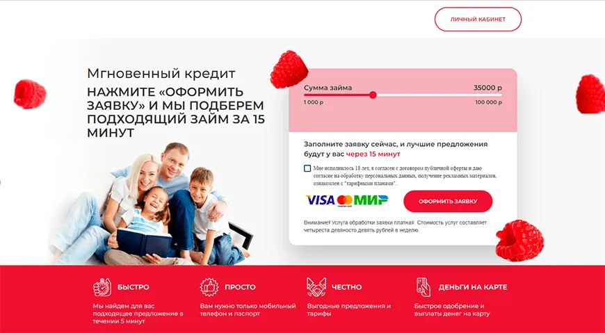 Сайт Малина Займ