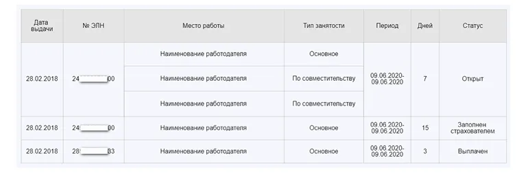 Поиск больничный на сайте СФР