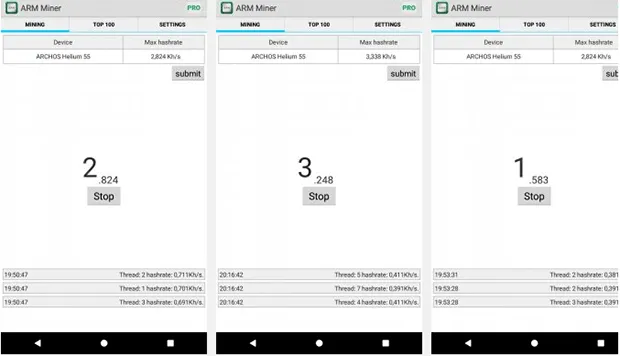 Мобильный майнинг ARM Miner Bitcoin 2.9