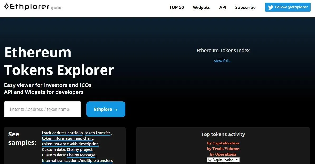 Сервис Ethplorer, чтобы узнать контракт токена