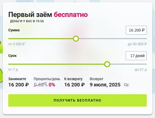 Указание параметров займа с просрочками